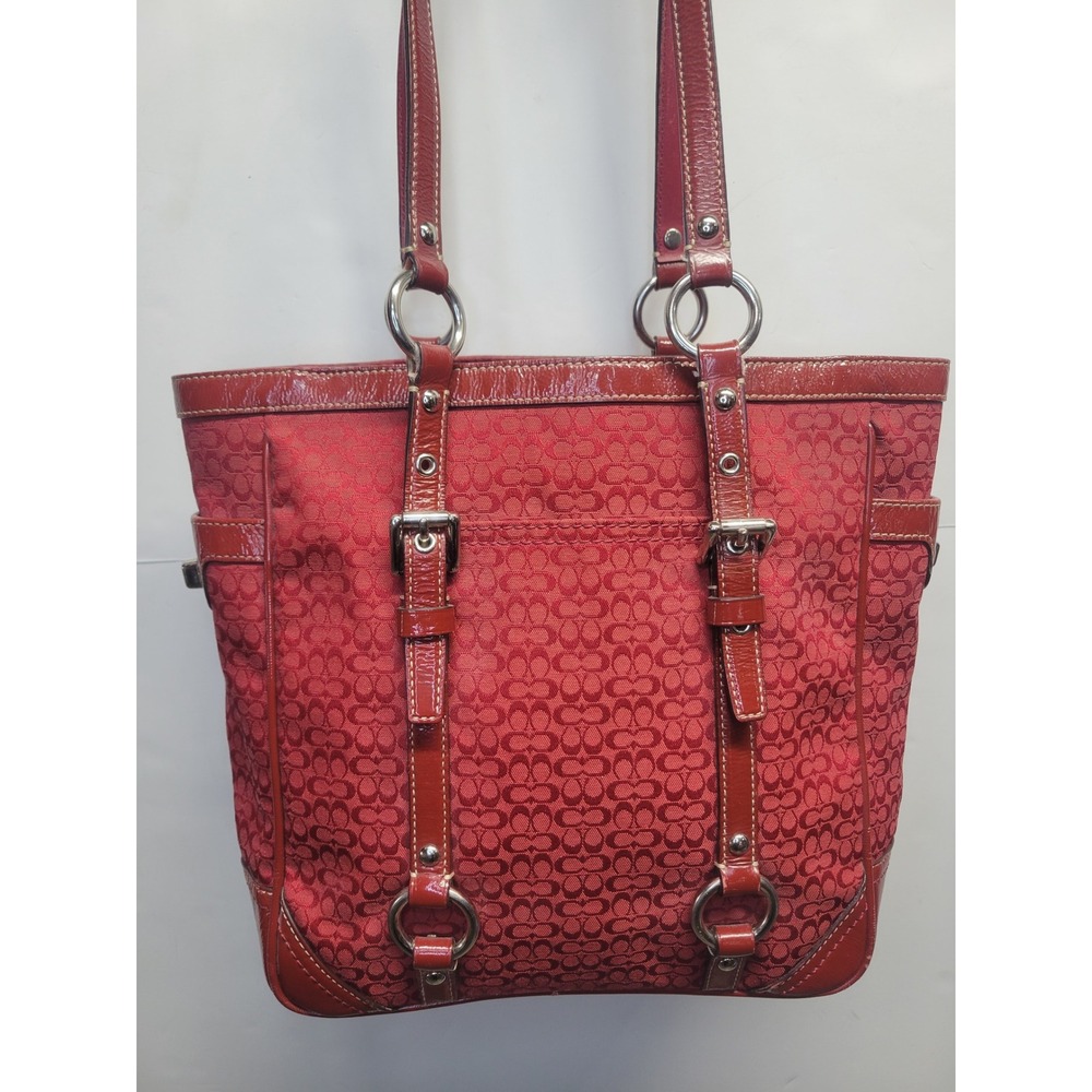VTG Coach‎ Y2K Signature Mini C Red Lunch Gallery Tote F12344  Turnlock